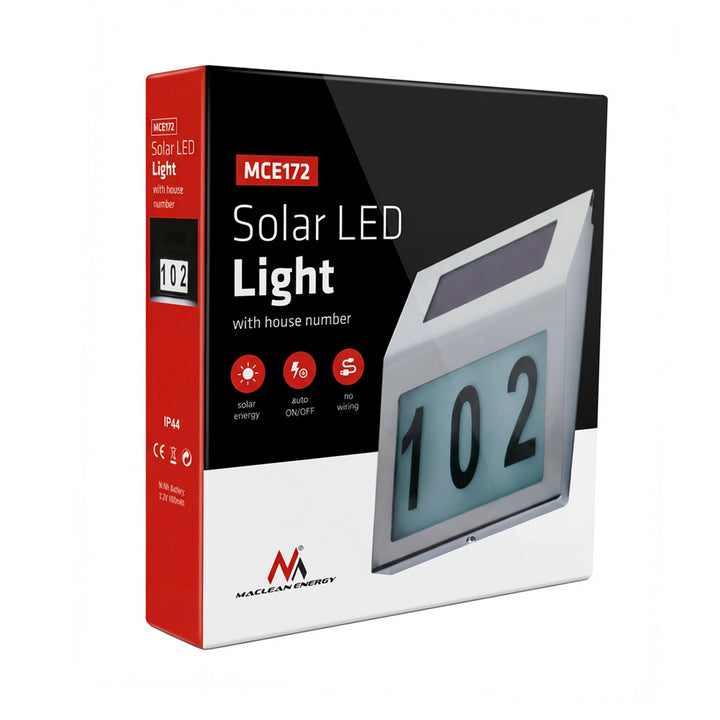 Zonne-energie LED lamp met huisnummer Maclean Energy MCE 172