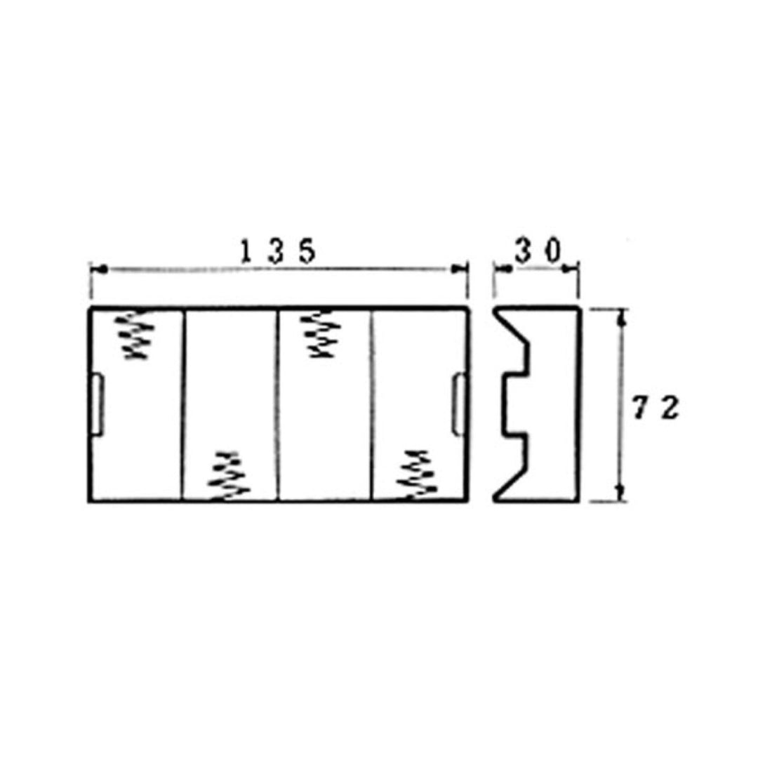 Velleman BH443D 4xR20 D platte batterijkorf voor solderen