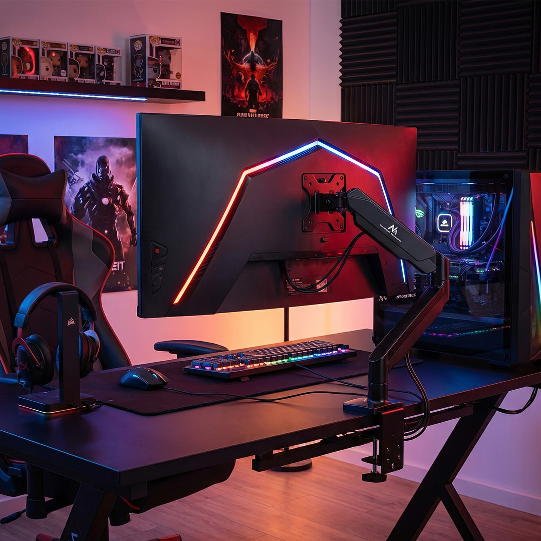 Maclean MC-775 Monitorstandaard met gasveer, 17" - 32" dubbele arm 8 kg