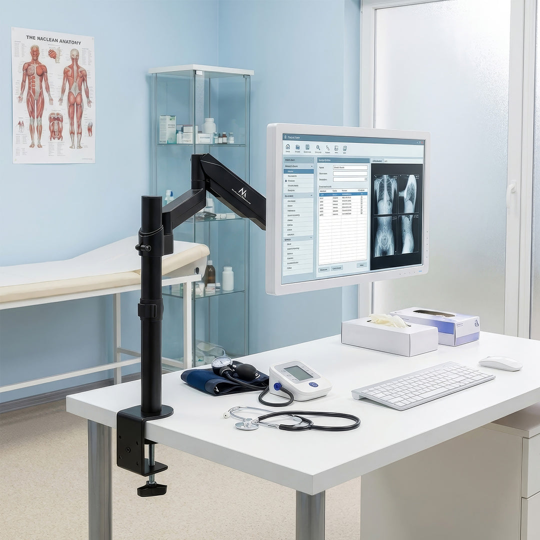 Maclean MC-775 Monitorstandaard met gasveer, 17" - 32" dubbele arm 8 kg