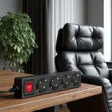 Maclean MCE194G Stekkerdoos met 4 sockets Verlengsnoer zwart Duitse type 5 m