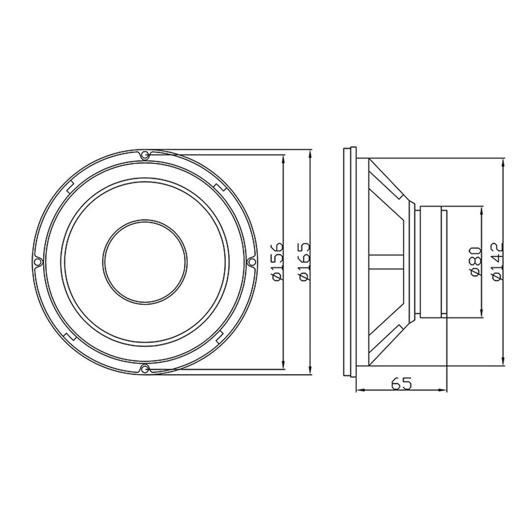 Bass Speaker 100W 8 Ohm 6.5 "Blow B-165 papierschuim Suspension papier