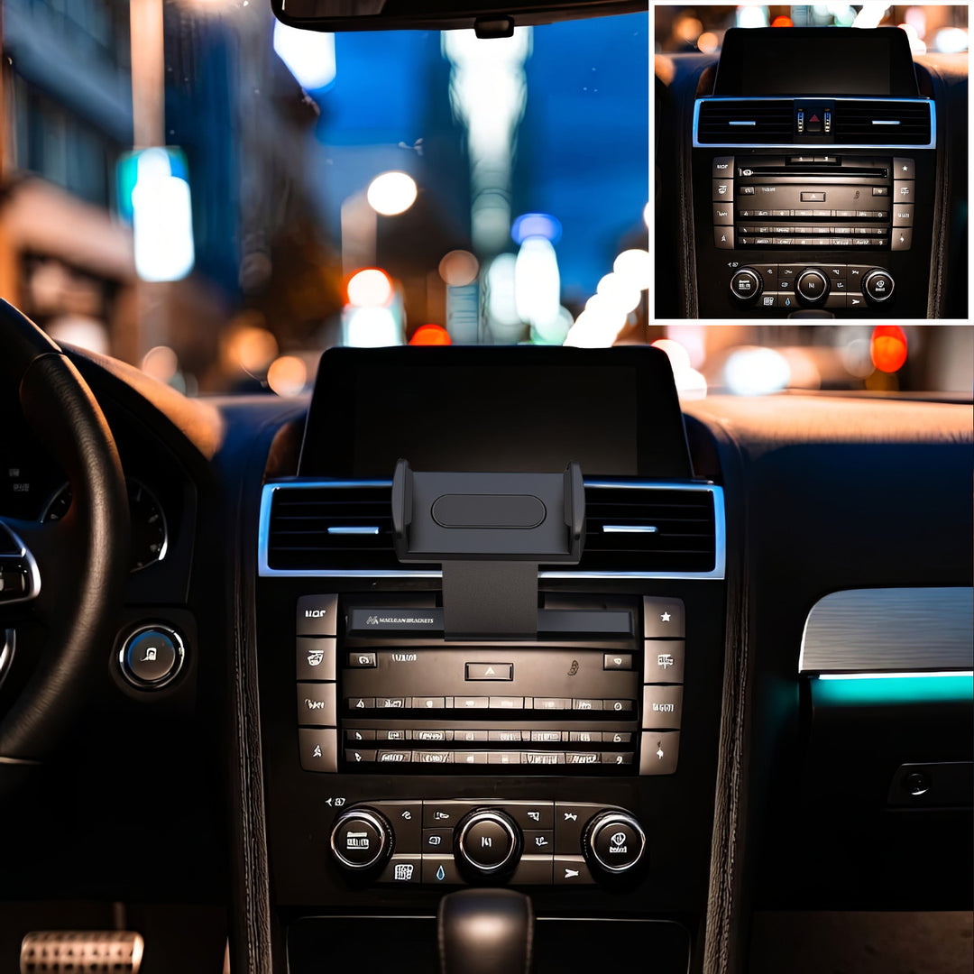 Universele houder voor mobiele telefoons met eenvoudige installatie in de CD-slot in bijna alle autos