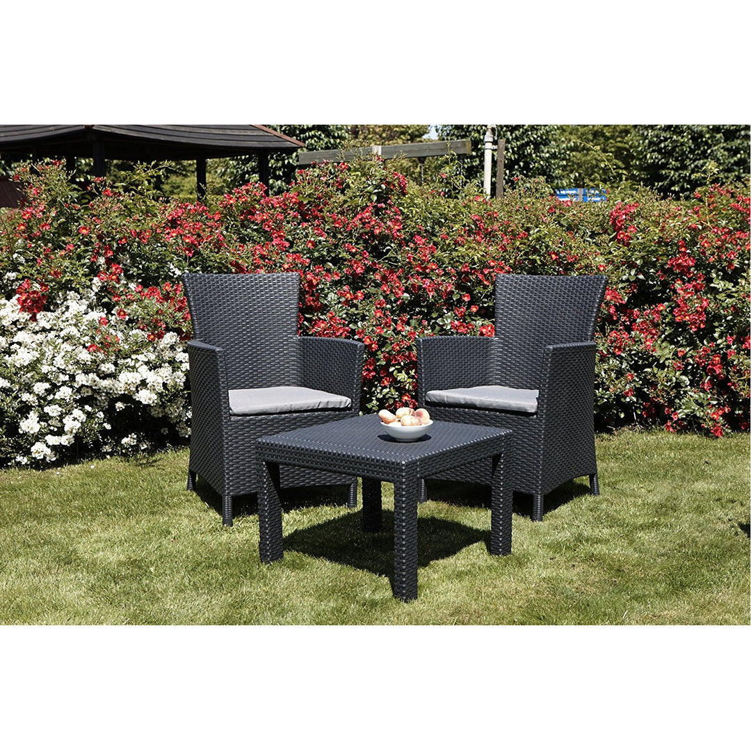 Tuinmeubel set 3 elementen Rosario grafiet imitatie rotan-tricot Curver
