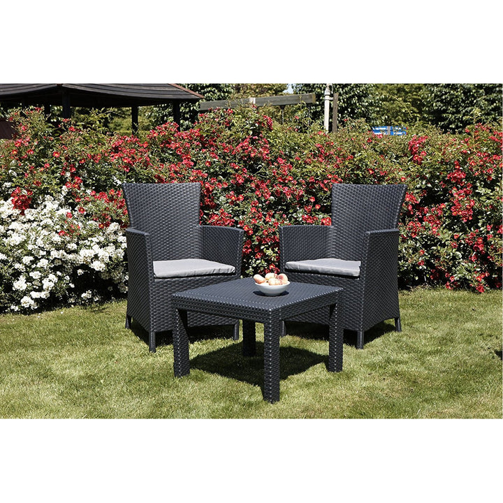 Tuinmeubel set 3 elementen Rosario grafiet imitatie rotan-tricot Curver