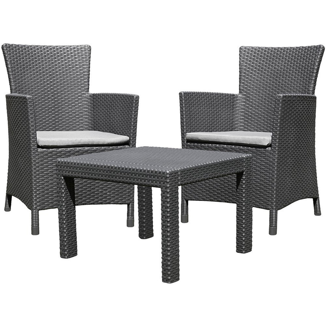 Tuinmeubel set 3 elementen Rosario grafiet imitatie rotan-tricot Curver