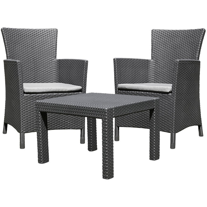 Tuinmeubel set 3 elementen Rosario grafiet imitatie rotan-tricot Curver