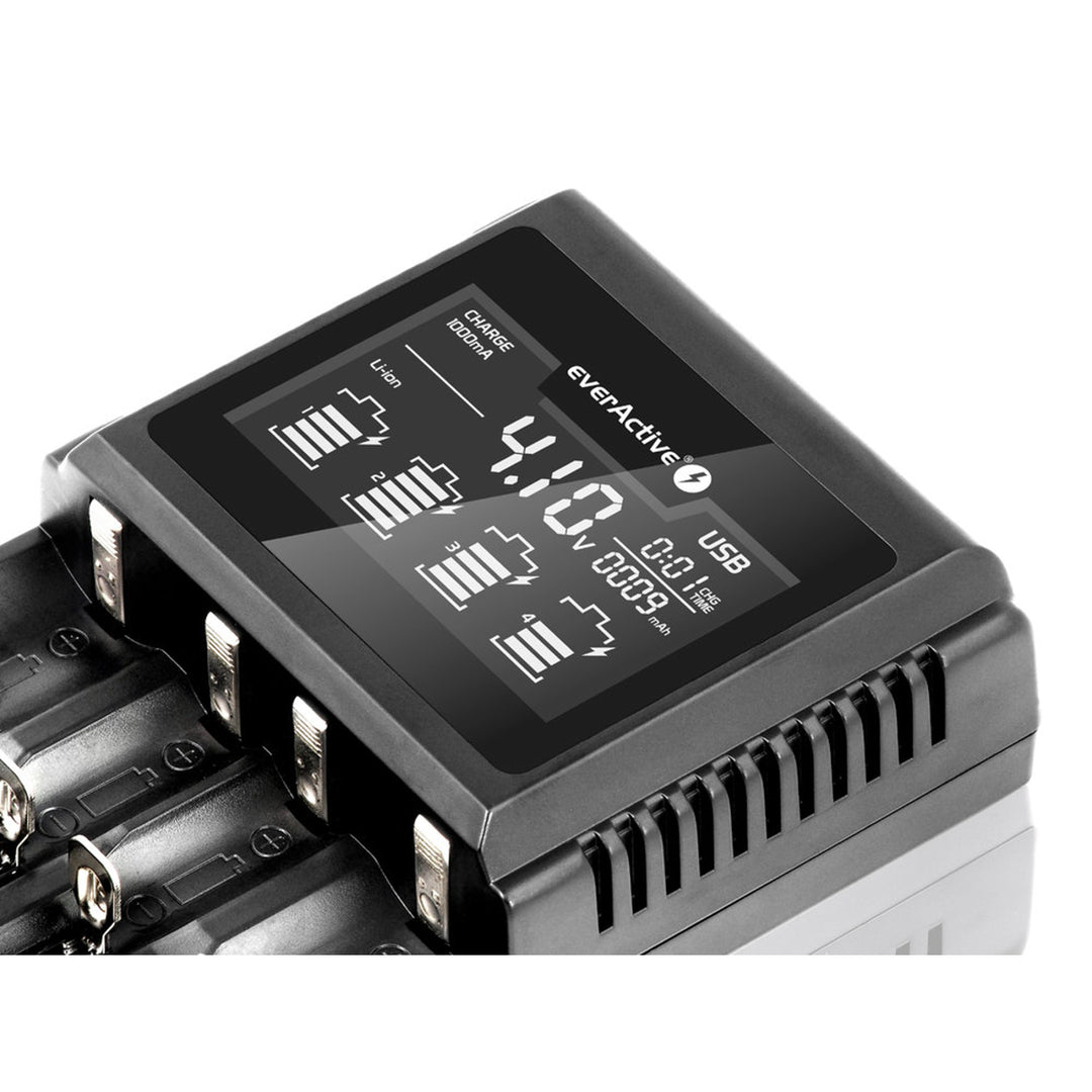 Oplader voor cilindrische Li-ion en Ni-MH everActive UC-4000 oplaadbare batterijen