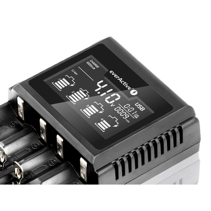 Oplader voor cilindrische Li-ion en Ni-MH everActive UC-4000 oplaadbare batterijen