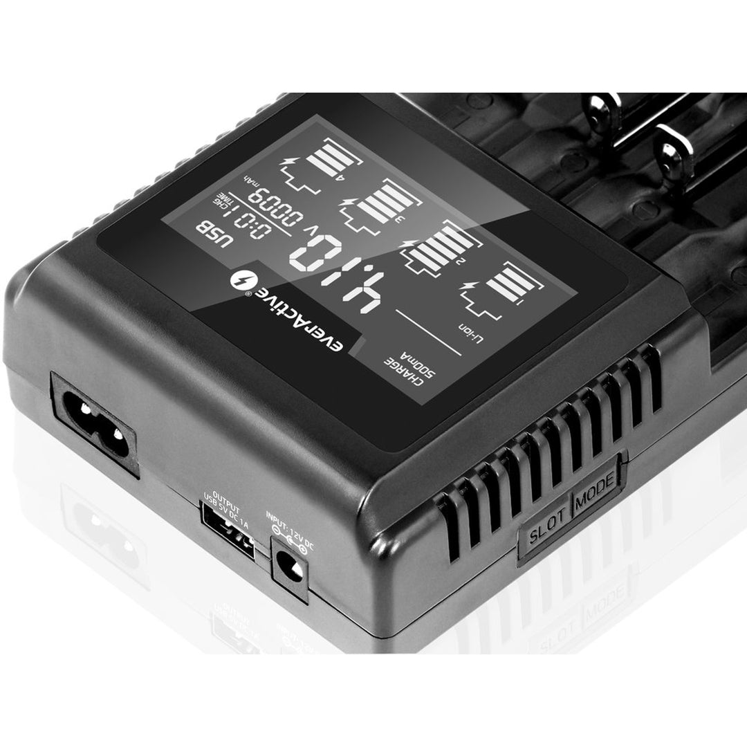 Oplader voor cilindrische Li-ion en Ni-MH everActive UC-4000 oplaadbare batterijen