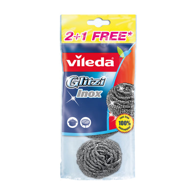 Vileda Glitzi Spiraal INOX roestvrijstalen schuurspons 3 stuks