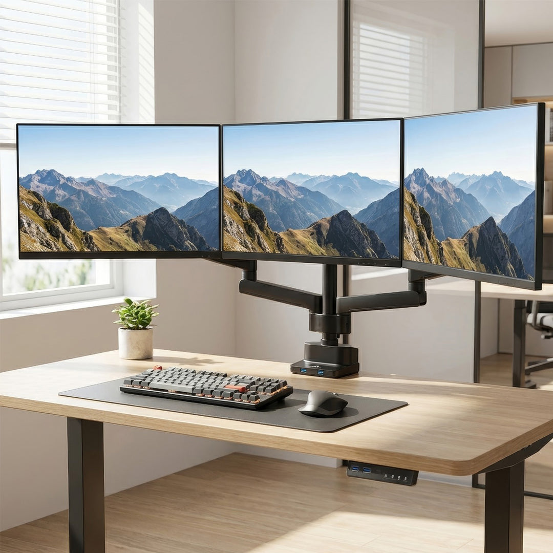 Bureauhouder voor 3 LCD LED-monitoren met 2x USB 3.0 Maclean MC-811 17-27 "3x7kg vesa 75x75 en 100x100