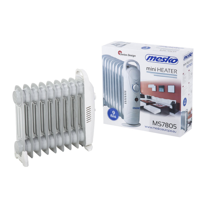 Mesko oliekachel, 9 vinnen, 1000W, temperatuurregeling, grijs, MS 7805