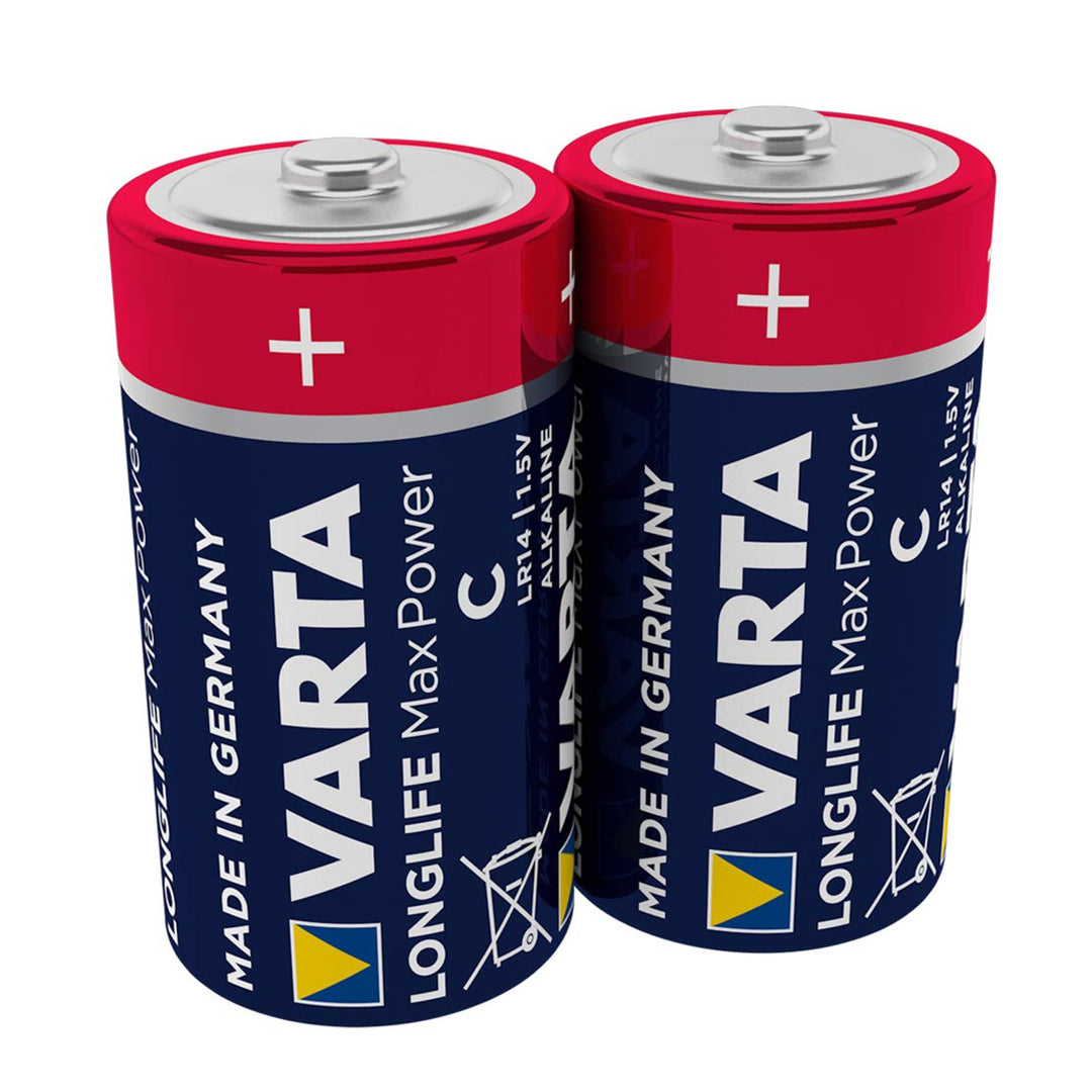 2x Varta Longlife Max Power R14 alkalinebatterijen