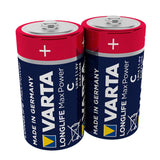 2x Varta Longlife Max Power R14 alkalinebatterijen