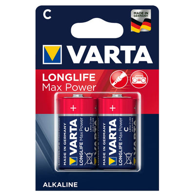 2x Varta Longlife Max Power R14 alkalinebatterijen