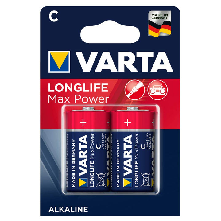 2x Varta Longlife Max Power R14 alkalinebatterijen