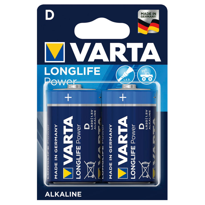 2x Varta Longlife Power R20 alkalinebatterijen, van hoge kwaliteit