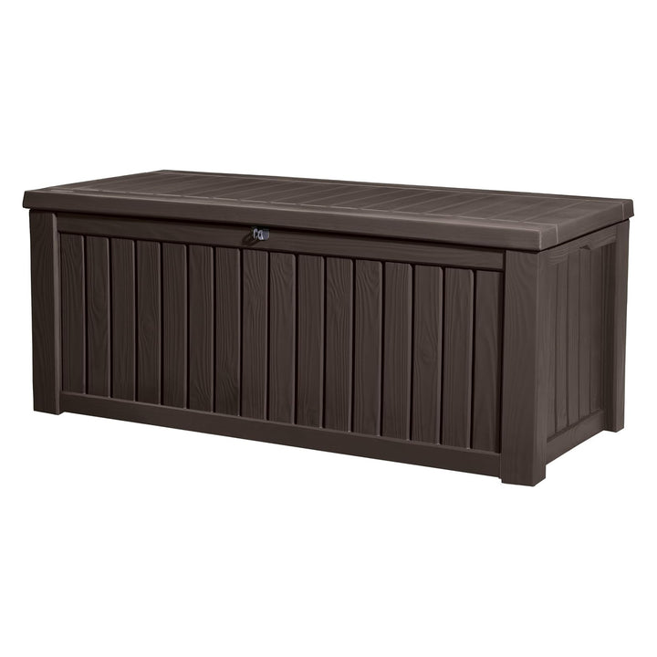 Tuinbox Keter Rockwood 570L bruin Universalbox Mechanisme om het deksel te openen.