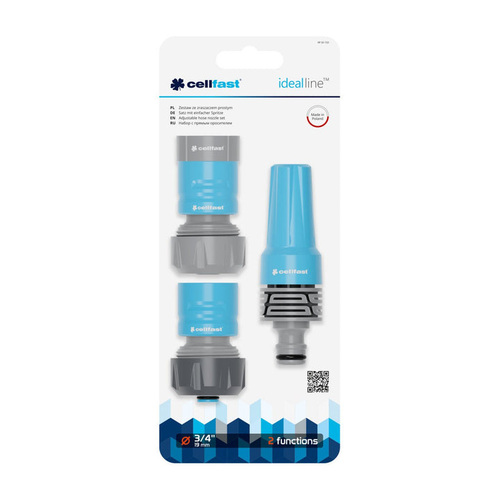 Cellfast kit, rechte sproeier, 3/4'' snelkoppelingen, Ideaal
