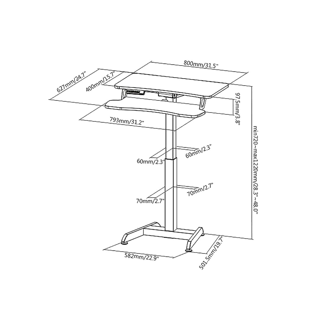Maclean Elektrisch bureau - hoogteverstelling max hoogte 122cm max 37 kg - voor werk rechtop zitten
