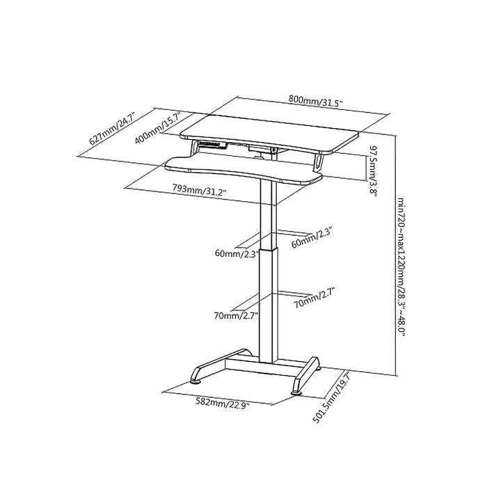 Maclean Elektrisch bureau - hoogteverstelling max hoogte 122cm max 37 kg - voor werk rechtop zitten