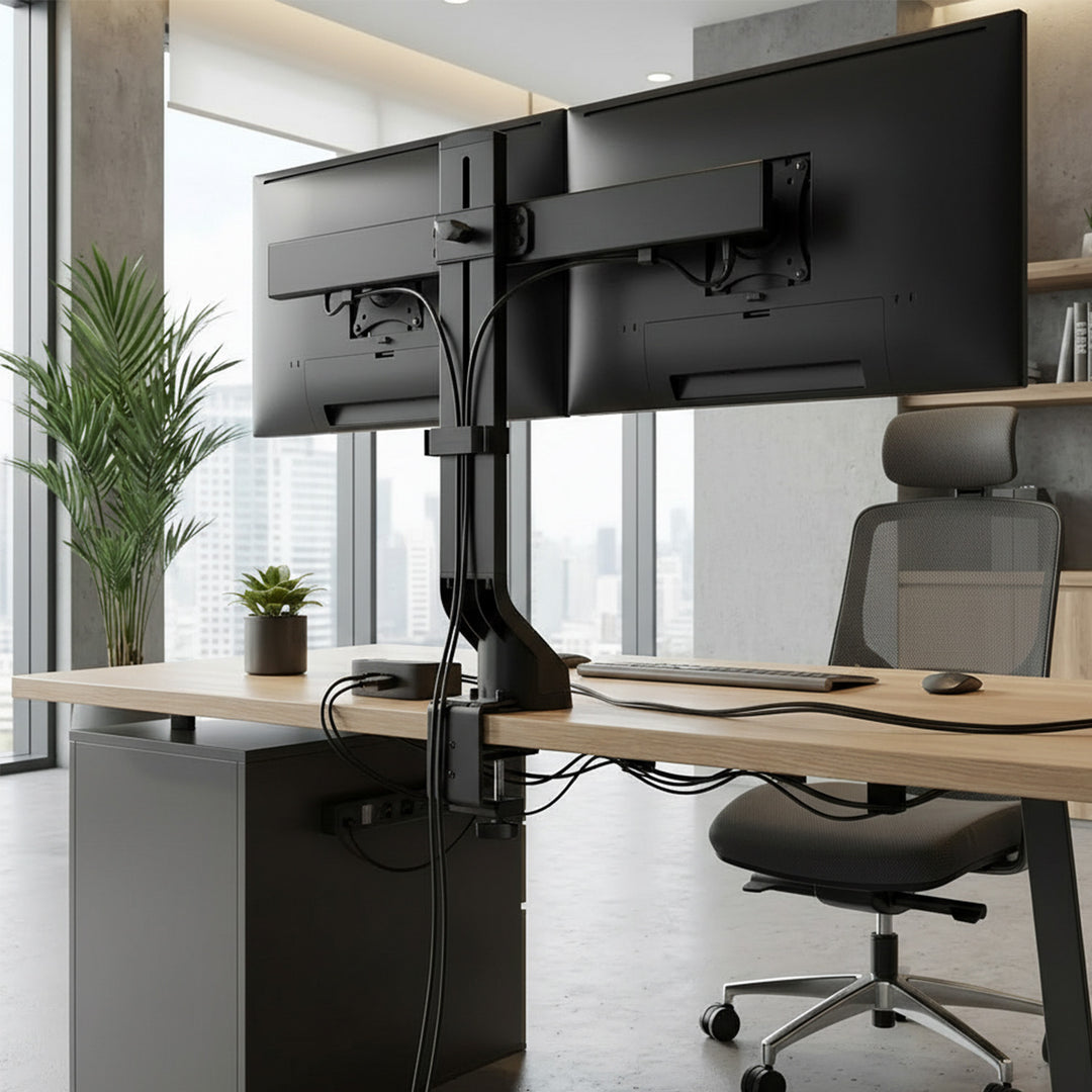 Houder voor twee monitoren / dubbele 17 "-27" 14kg Maclean MC-854 VESA 75x75 100x100 past op MC-848 en MC-849