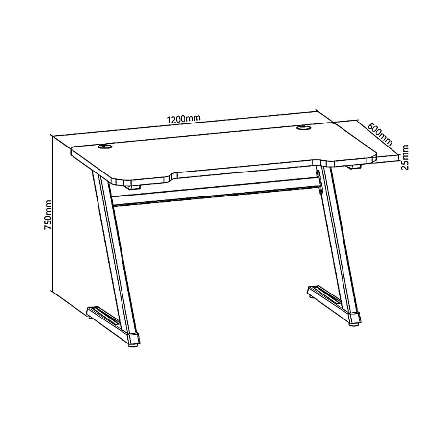 Zwart NanoRS RS120 gamingbureau 50kg max, hoogte 750mm