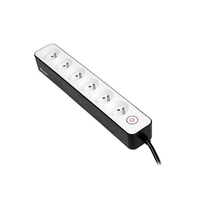 TRACER Zebra 1,5 m stekkerdoos met 6 stopcontacten en overspanningsbeveiliging