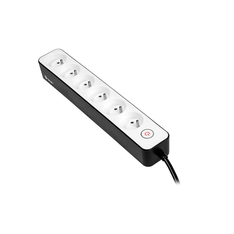 TRACER Zebra 1,5 m stekkerdoos met 6 stopcontacten en overspanningsbeveiliging