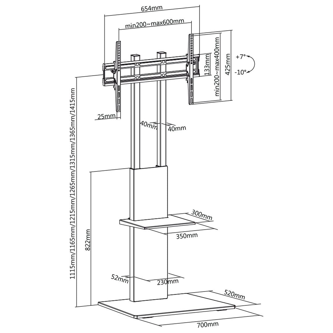 Professionele TV Standaard voet met een plank Maclean MC-865 max 40kg