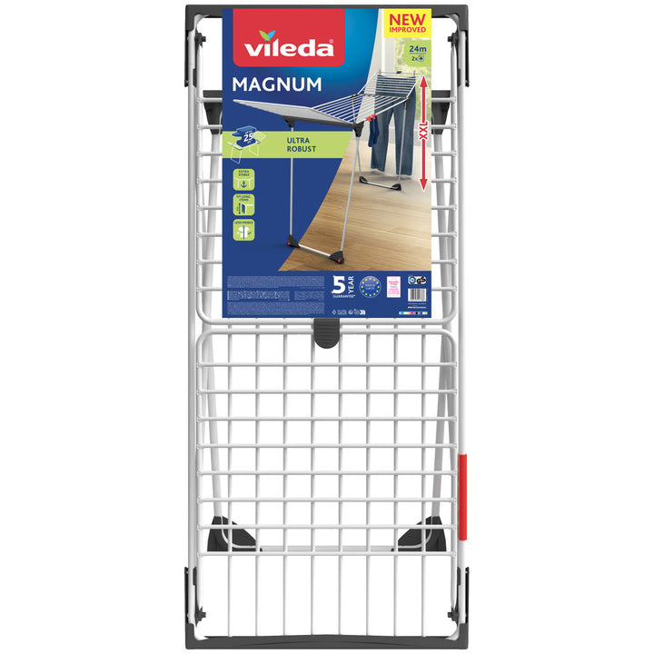Vileda Magnum staande wasdroger, droogoppervlak 24 m², stalen XXL-lijnen