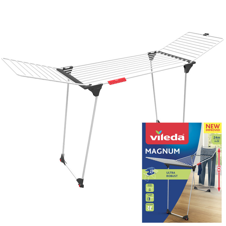 Vileda Magnum staande wasdroger, droogoppervlak 24 m², stalen XXL-lijnen