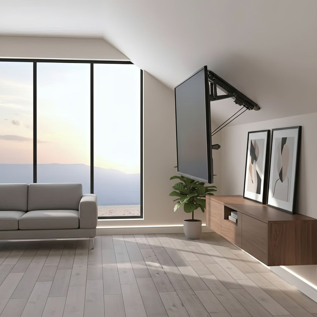 Maclean MC-880 Elektrische kantelbare tv-beugel voor plafond, dakhellingen incl. afstandsbediening, 32-70", tot 35kg, max VESA 600x400