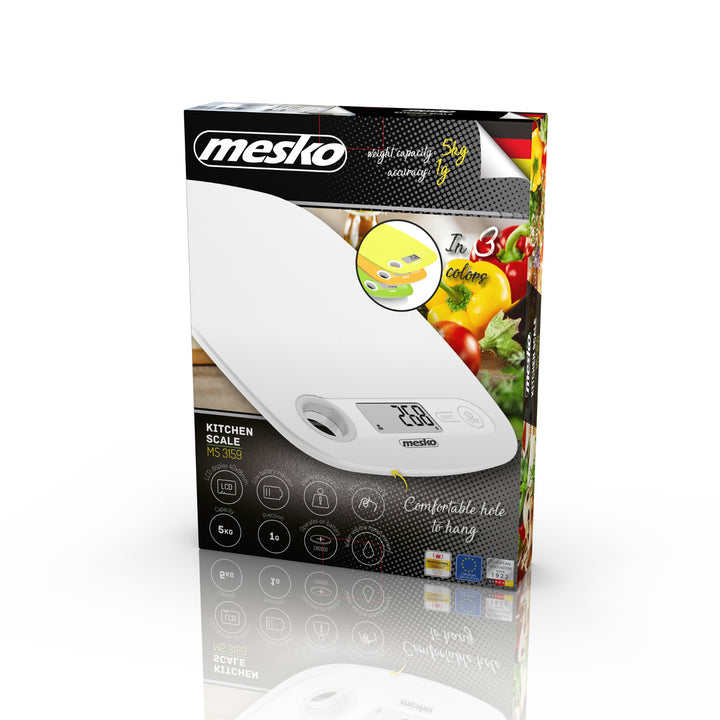 Elektronische LCD keukenweegschaal Mesko MS 3159w wit