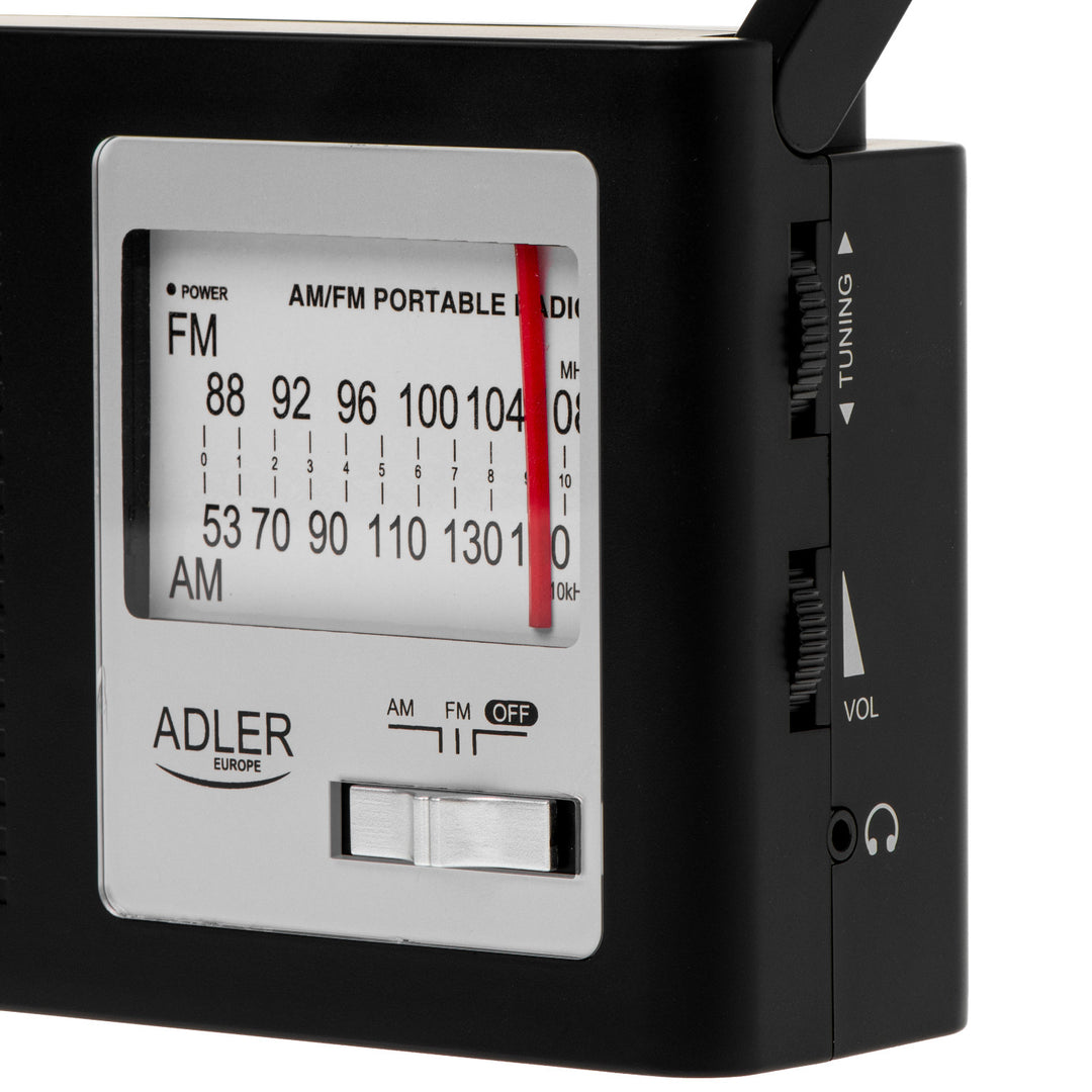 Adler - Radio - draagbare radio - AM en FM - Met antenne - voeding en batterij - AD 1909 - Zwart