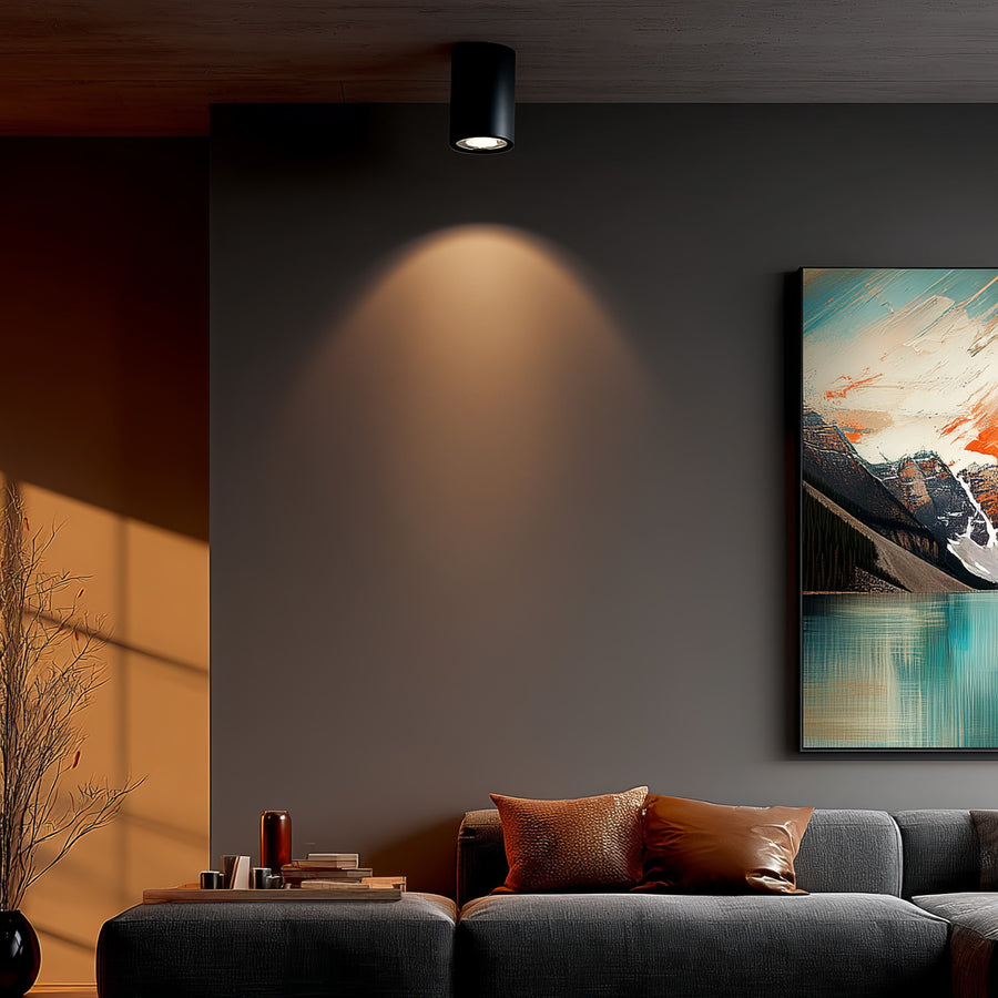 Maclean Energy MCE422 B GU10 - halogeen opbouwspot, zwart, 80x115mm, rond, aluminium