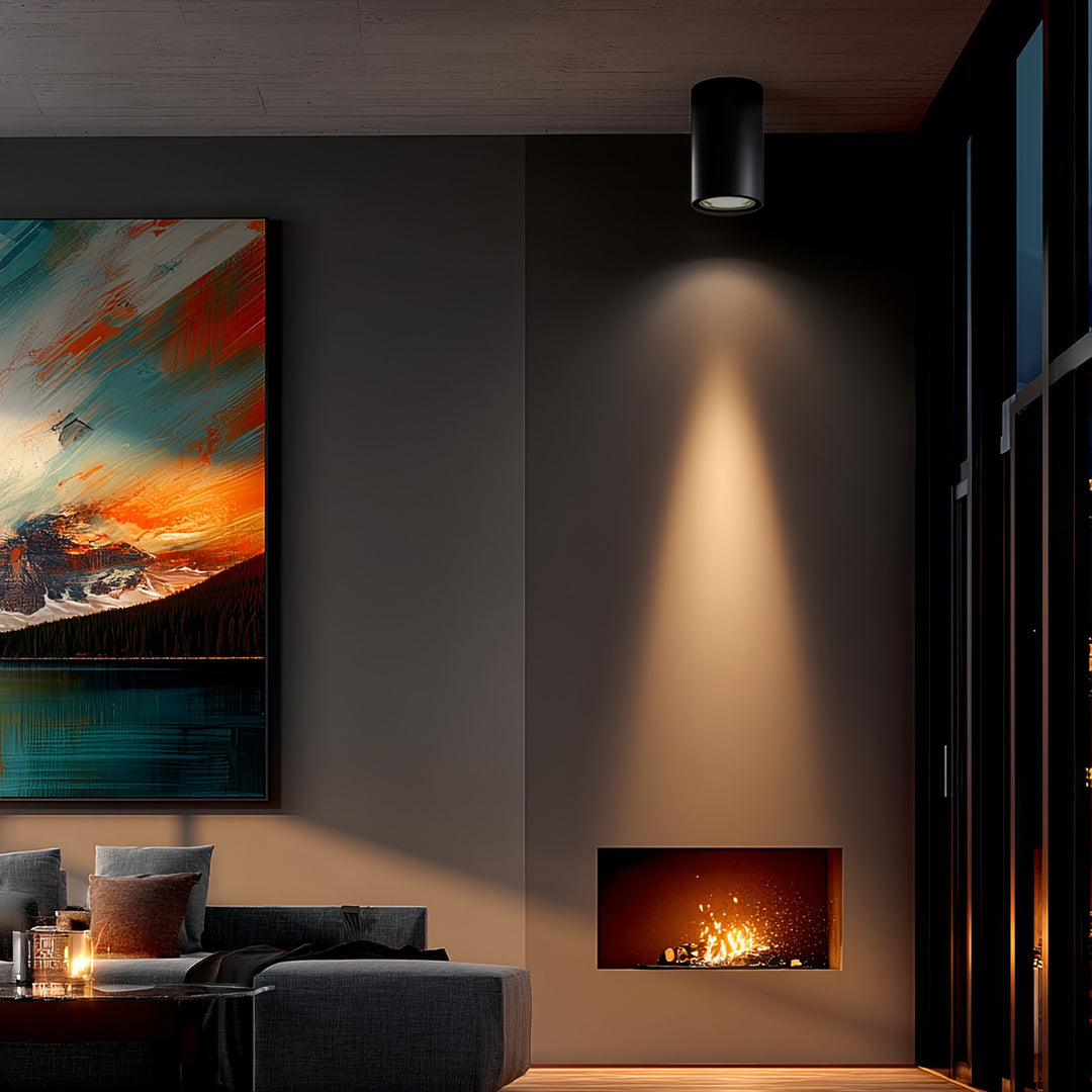 Maclean Energy MCE422 B GU10 - halogeen opbouwspot, zwart, 80x115mm, rond, aluminium