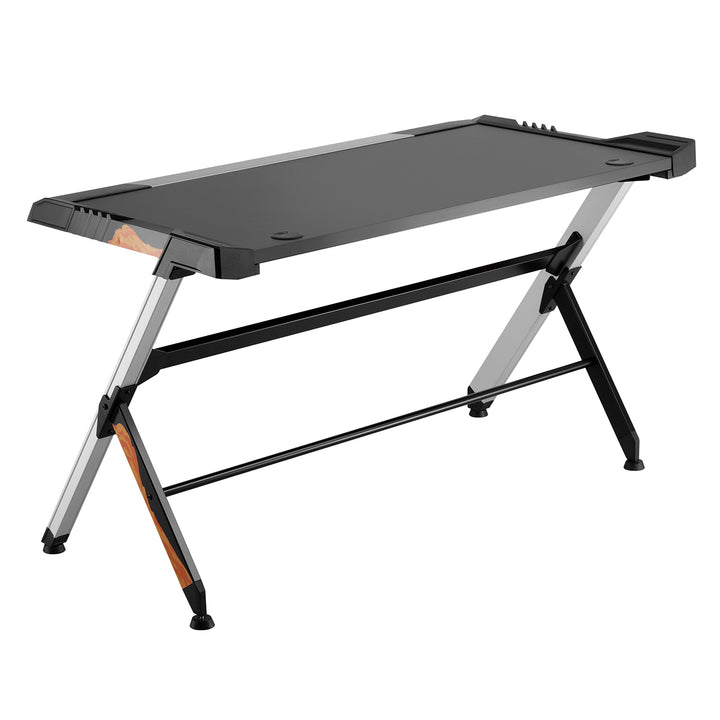 NanoRS - RS150 - Speeltafel met kleurrijke LED RGB-verlichting - Computertafel - Ergonomisch bureau - Kabelbeheersysteem - 129,5 x 72,5 cm tot 50 kg