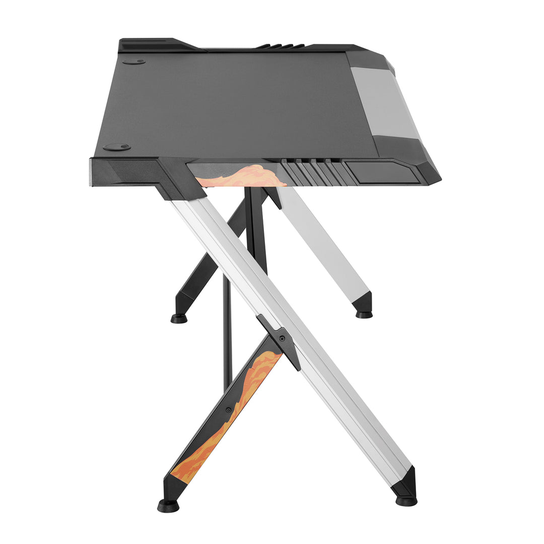 NanoRS - RS150 - Speeltafel met kleurrijke LED RGB-verlichting - Computertafel - Ergonomisch bureau - Kabelbeheersysteem - 129,5 x 72,5 cm tot 50 kg