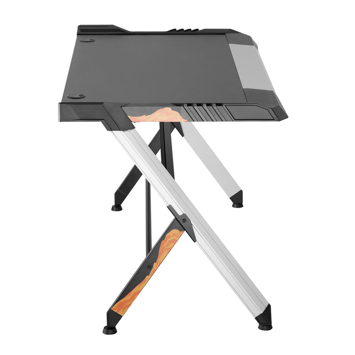 NanoRS - RS150 - Speeltafel met kleurrijke LED RGB-verlichting - Computertafel - Ergonomisch bureau - Kabelbeheersysteem - 129,5 x 72,5 cm tot 50 kg