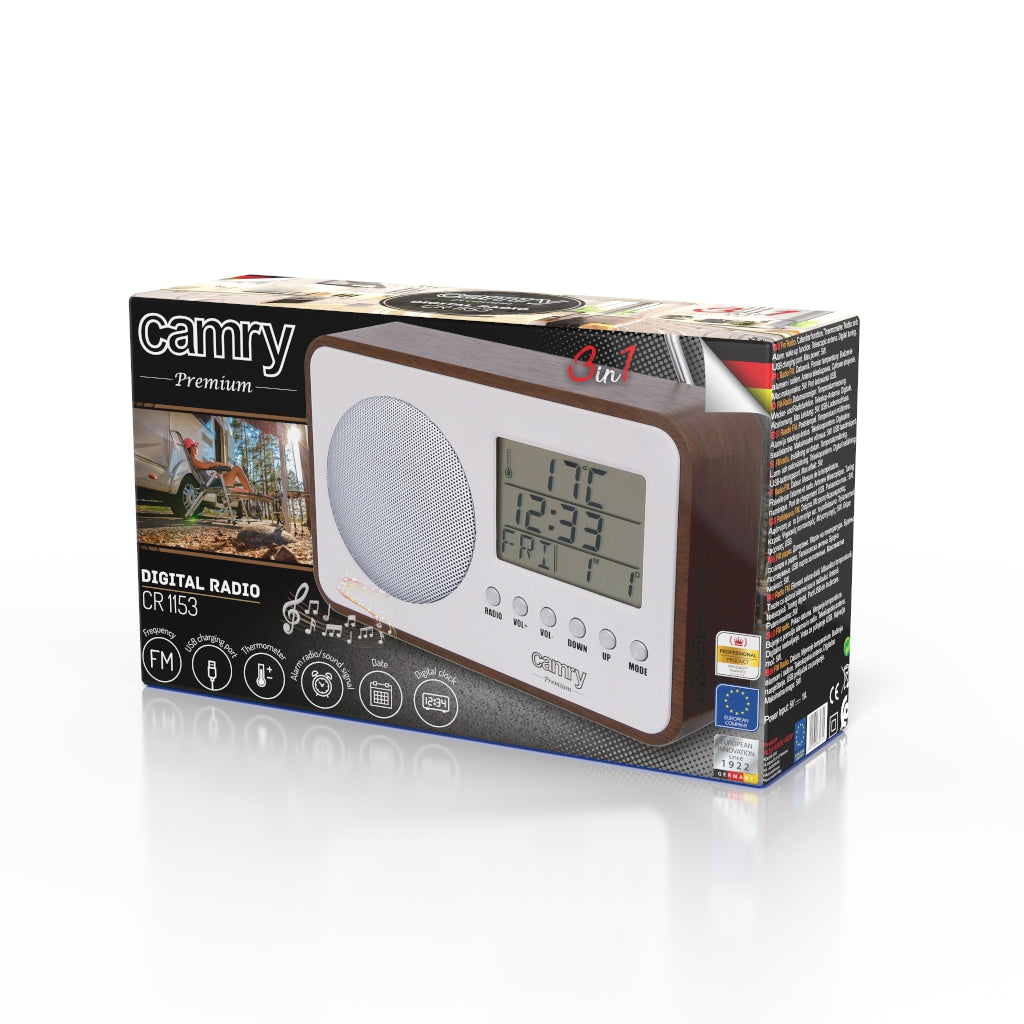 Camry digitale radio, retro, LCD-scherm, wekker, CR 1153