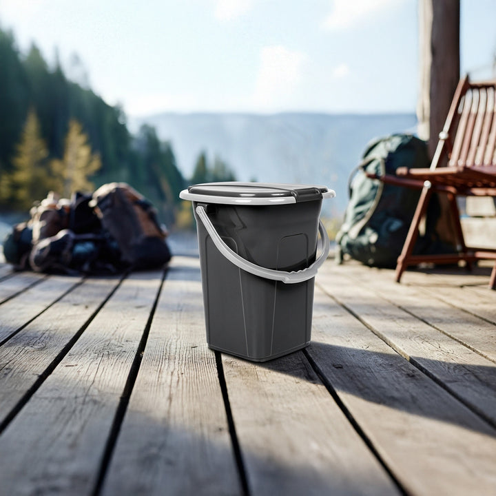 Campingtoilet 19L Mobiele toiletemmer Reistoilet Toiletemmer Toilet Mobiele camping Antraciet