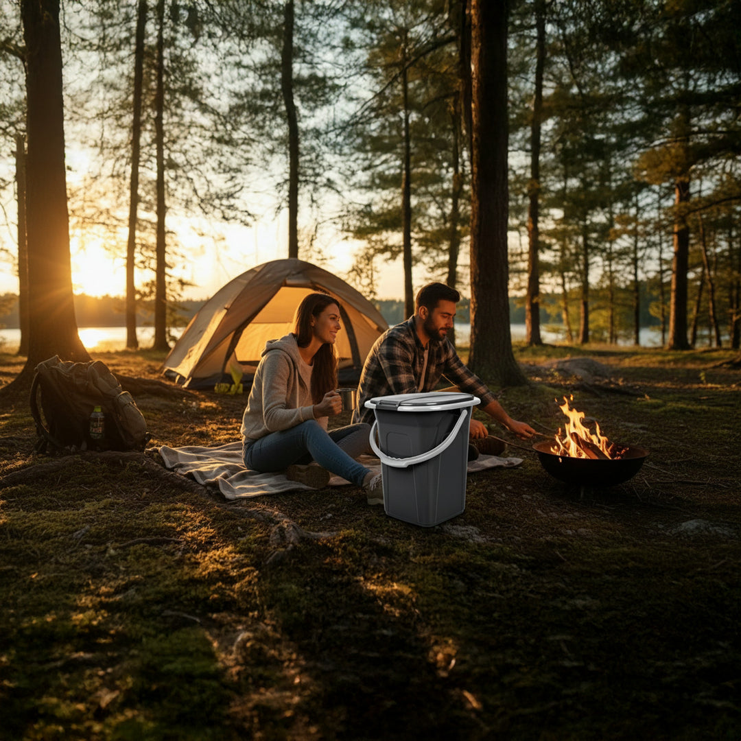 Campingtoilet 19L Mobiele toiletemmer Reistoilet Toiletemmer Toilet Mobiele camping Antraciet