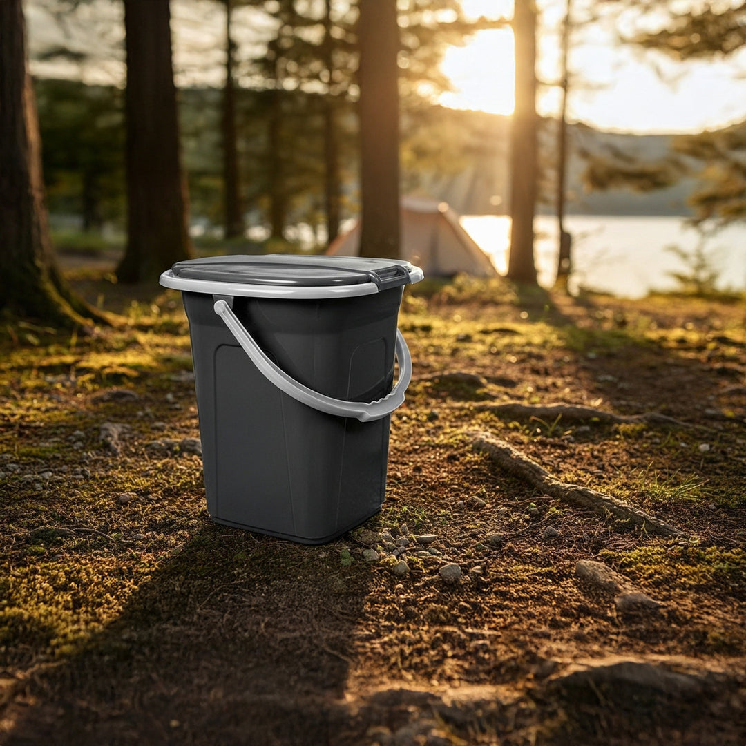 Campingtoilet 19L Mobiele toiletemmer Reistoilet Toiletemmer Toilet Mobiele camping Antraciet