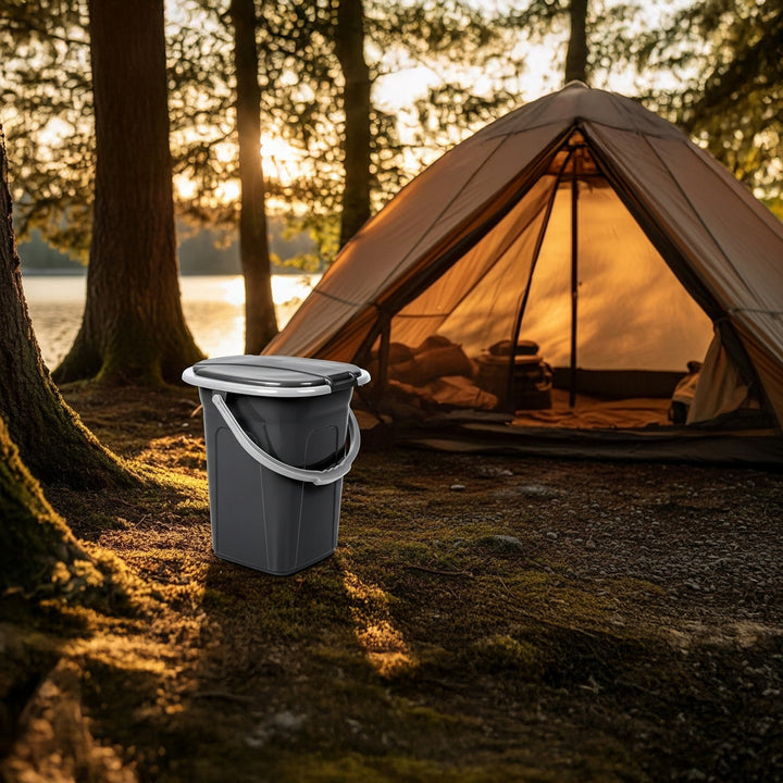 Campingtoilet 19L Mobiele toiletemmer Reistoilet Toiletemmer Toilet Mobiele camping Antraciet