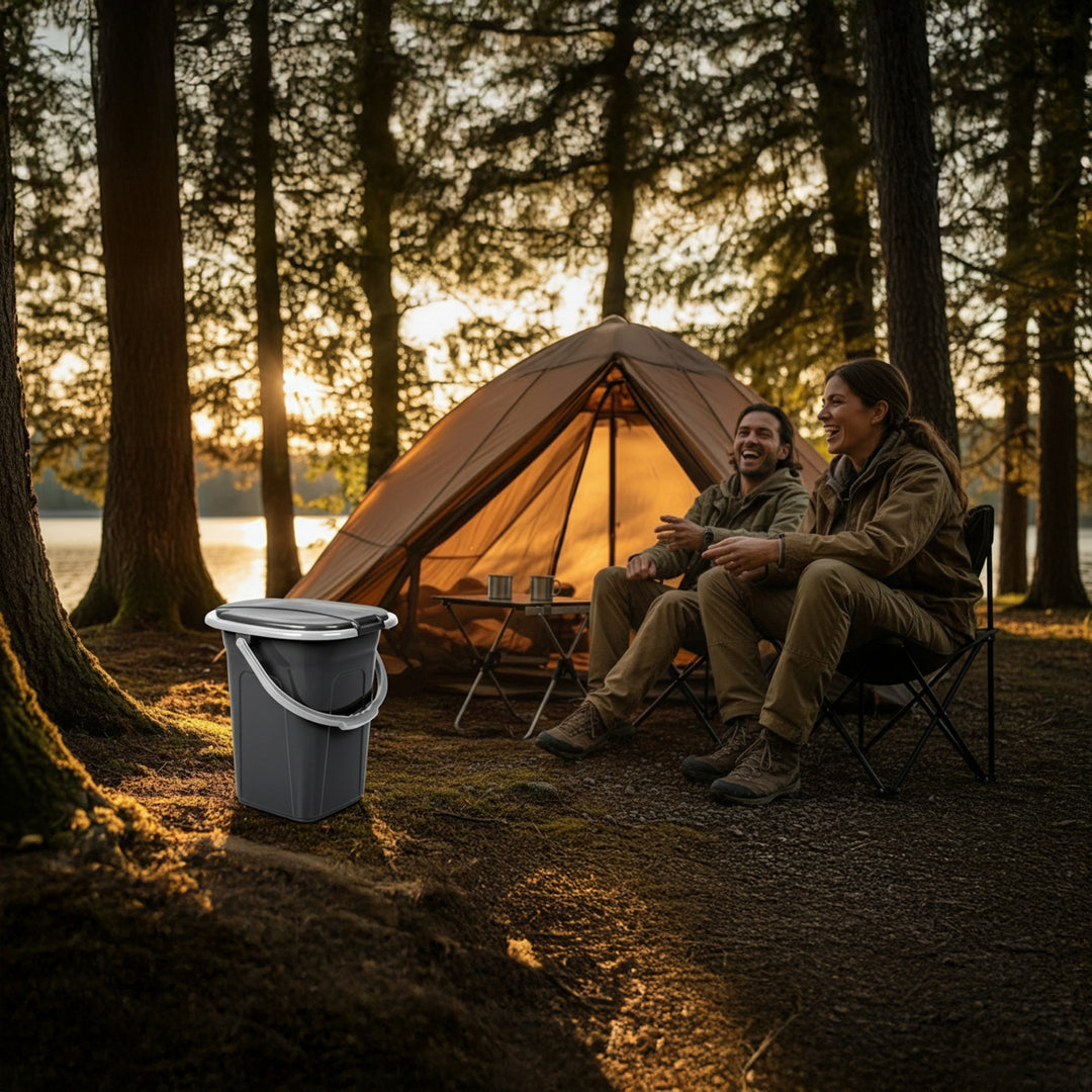 Campingtoilet 19L Mobiele toiletemmer Reistoilet Toiletemmer Toilet Mobiele camping Antraciet