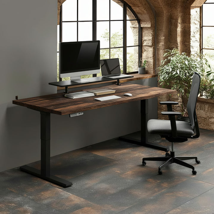 Ergo Office - Monitorstandaard 13"~32" tot max. 20kg / Tafelblad 100x26cm Planchet - Tafelbevestiging - Bureaubevestiging