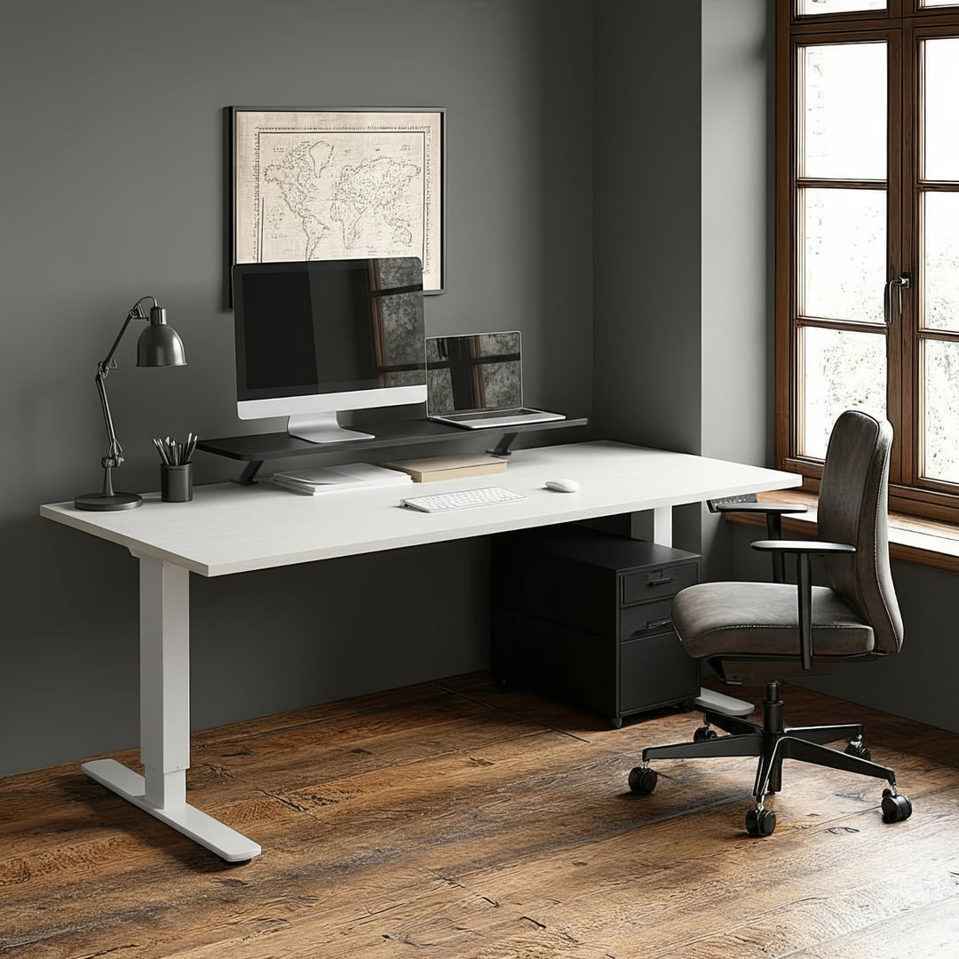 Ergo Office - Monitorstandaard 13"~32" tot max. 20kg / Tafelblad 100x26cm Planchet - Tafelbevestiging - Bureaubevestiging