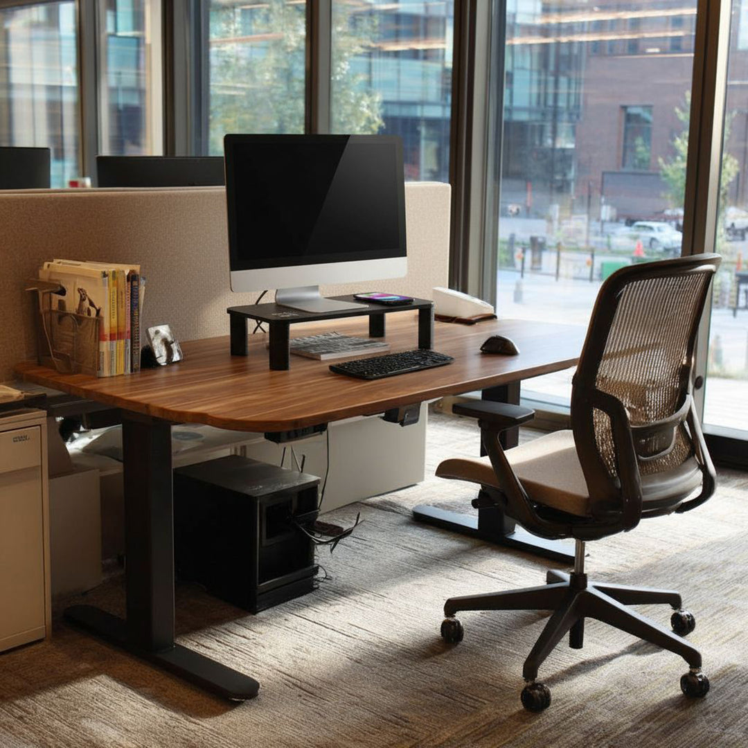 Ergo Office - In hoogte verstelbare schermstandaard met draadloze Qi-oplader voor monitoren 17"~32" tot max. 20kg